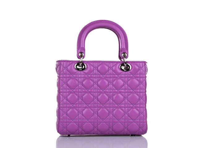 lady dior lambskin leather bag 6322 light purple with silver hardware - Click Image to Close